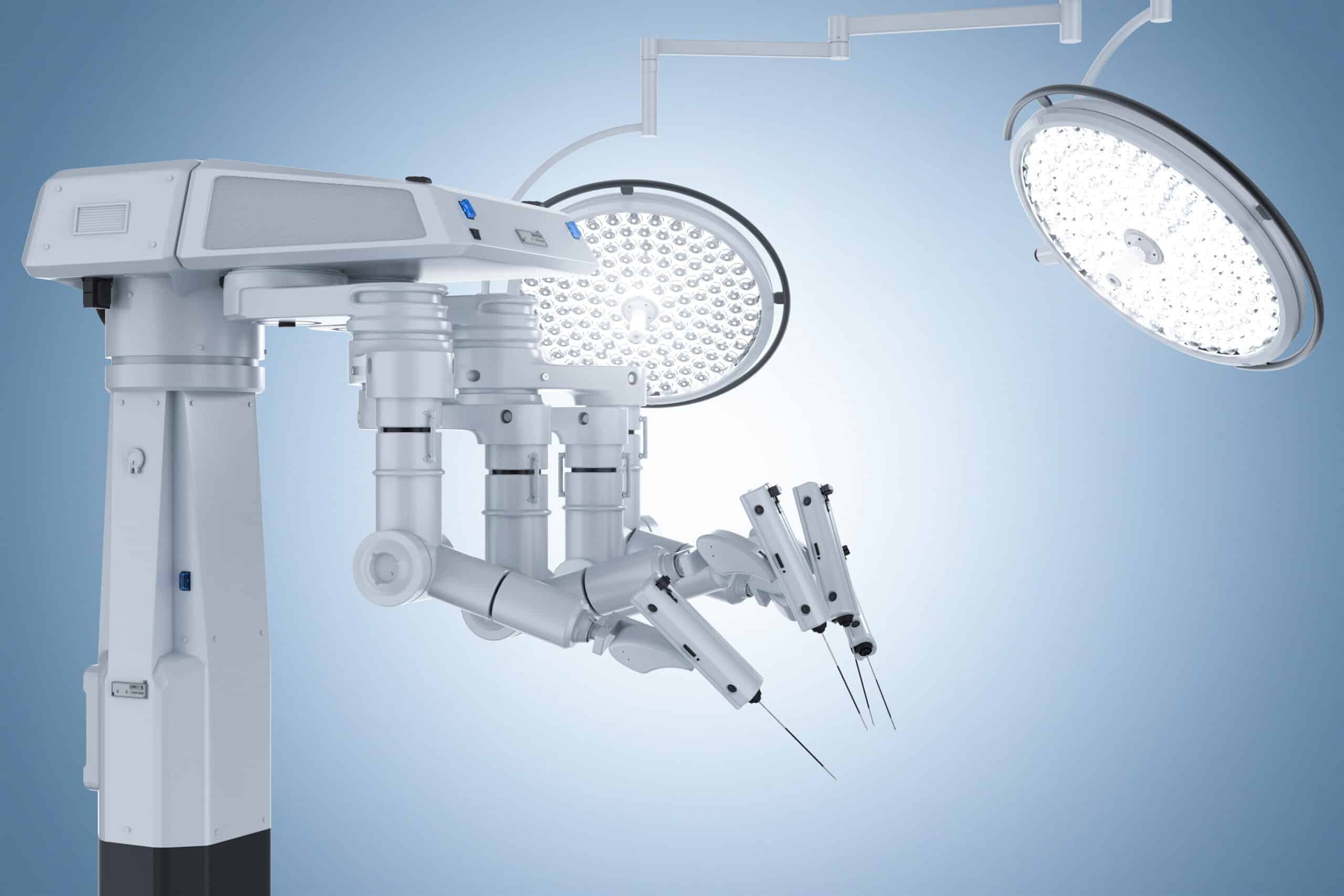 robot surgery machine with surgery lights
